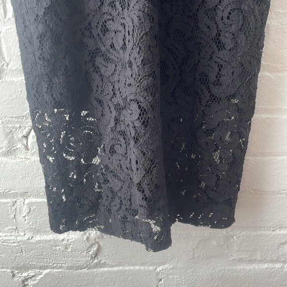 Bardot | NWOT Size 6 Cotton Laced Up Plunging V-neck Black on Black Lace Dress - Picture 6 of 13
